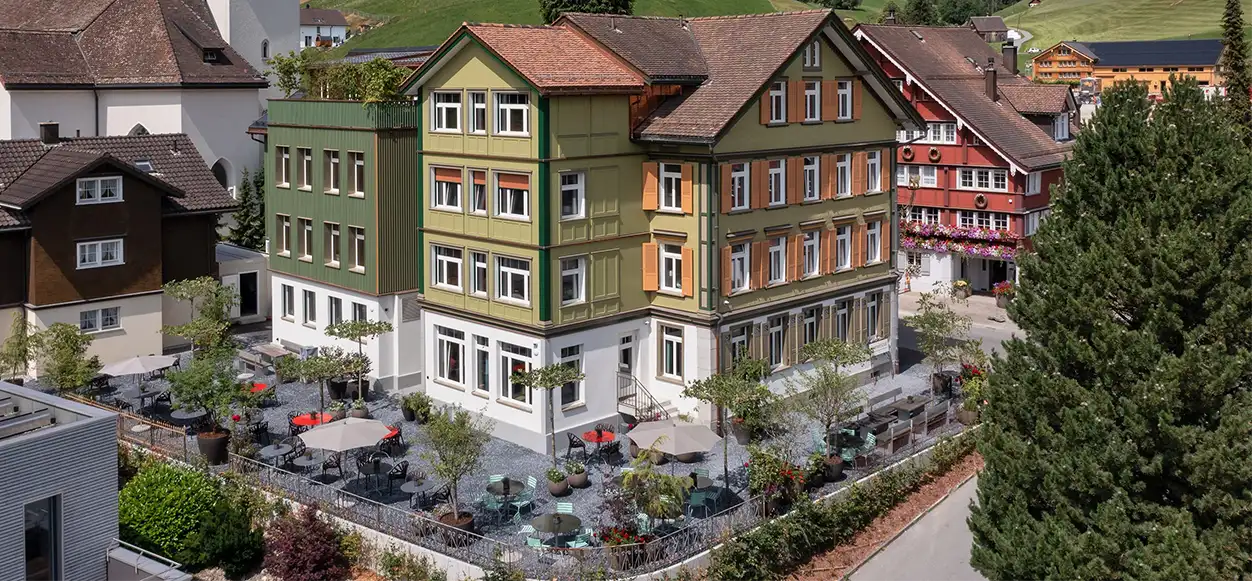 Hotel Appenzeller Huus in Goten, Löwen und Bären Gonten mit neuer Sicherheitsanlage. Brandmeldeanlage, Einbruchmeldeanlage und Videoüberwachung