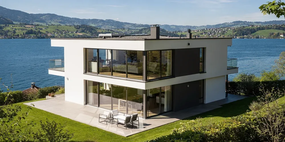 Diskrete Sicherheitstechnik für eine Villa. Alarmanlage und Videoüberwachung für höchste Sicherheit im Privatbereich.