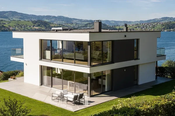 Diskrete Sicherheitstechnik für eine Villa. Alarmanlage und Videoüberwachung für höchste Sicherheit im Privatbereich.